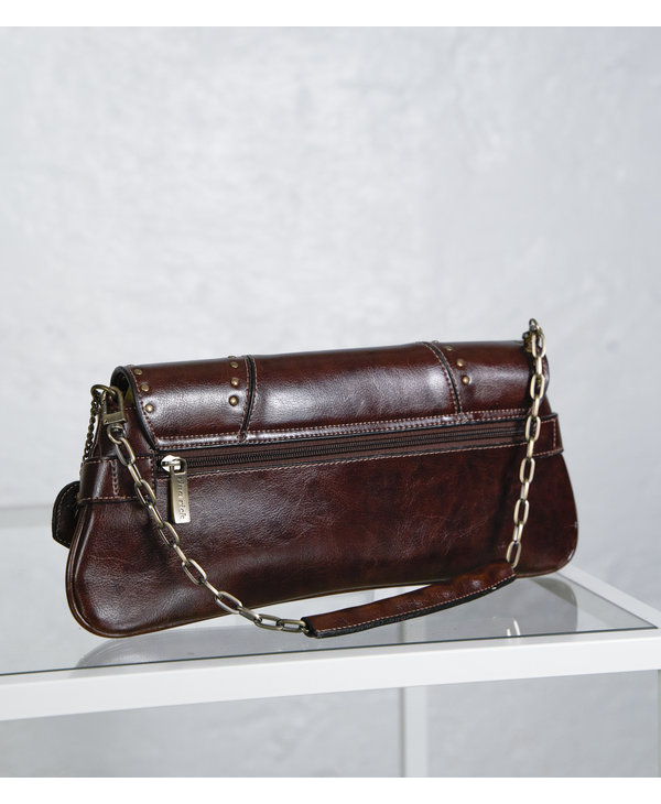 Brown Studded Chain Bag