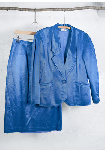 Turquoise Lamée Skirt Suit