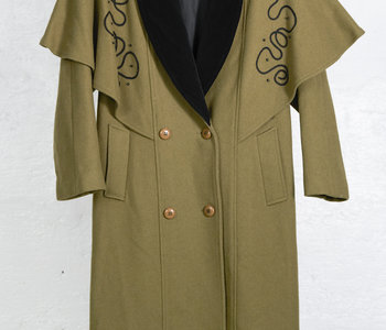 Long Olive Cape Coat