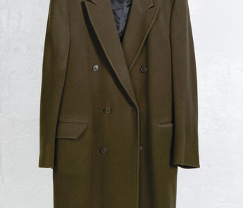 Long Double Breasted Coat Green-Brown