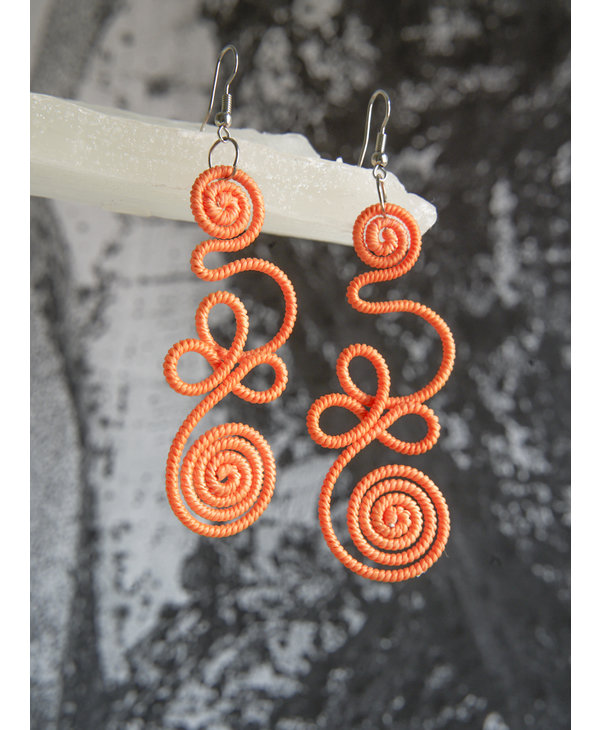 Orange twist earrings