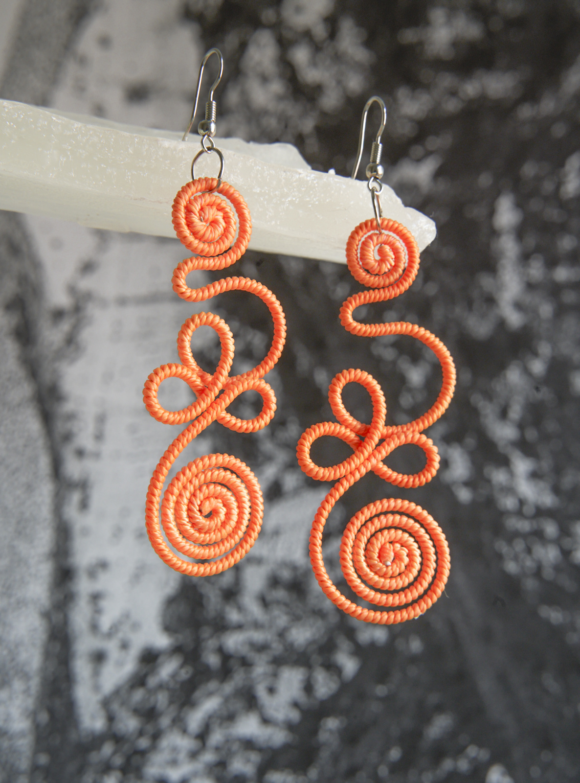 Orange twist earrings