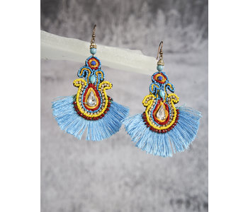 Earrings with blue fringe