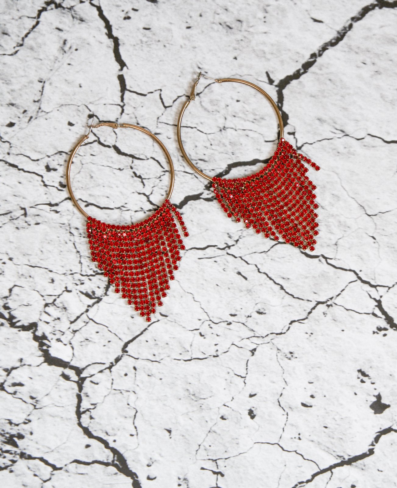 Earrings - Red stones hoops