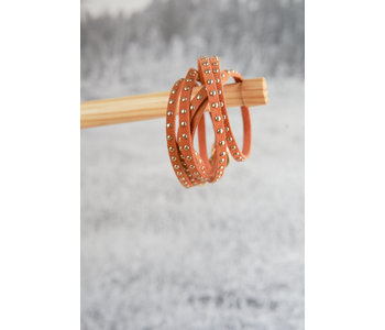 Orange suede bracelet with studs