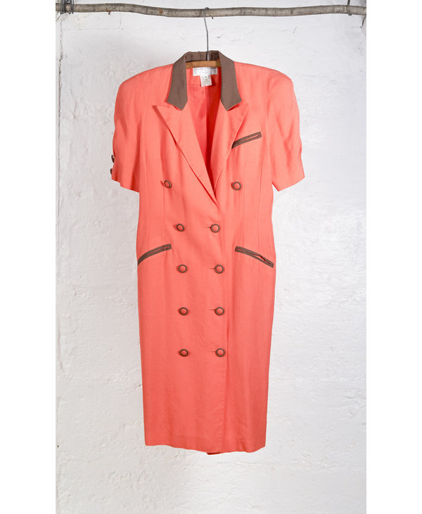 Double button orange fitted dress