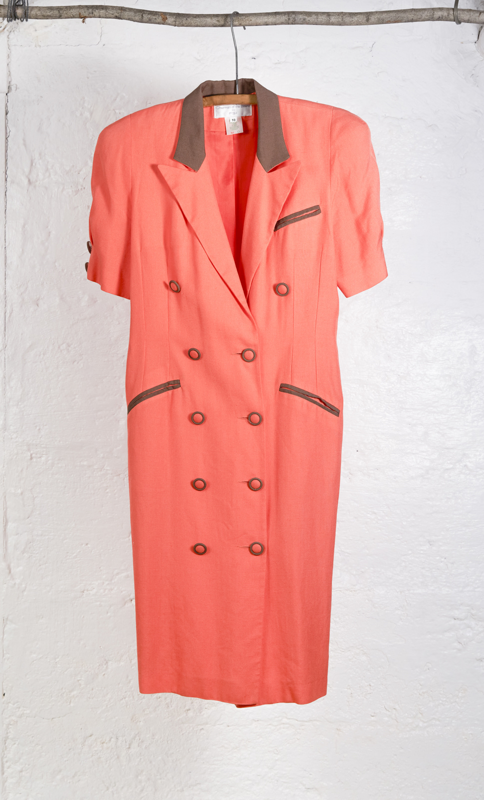 Double button orange fitted dress