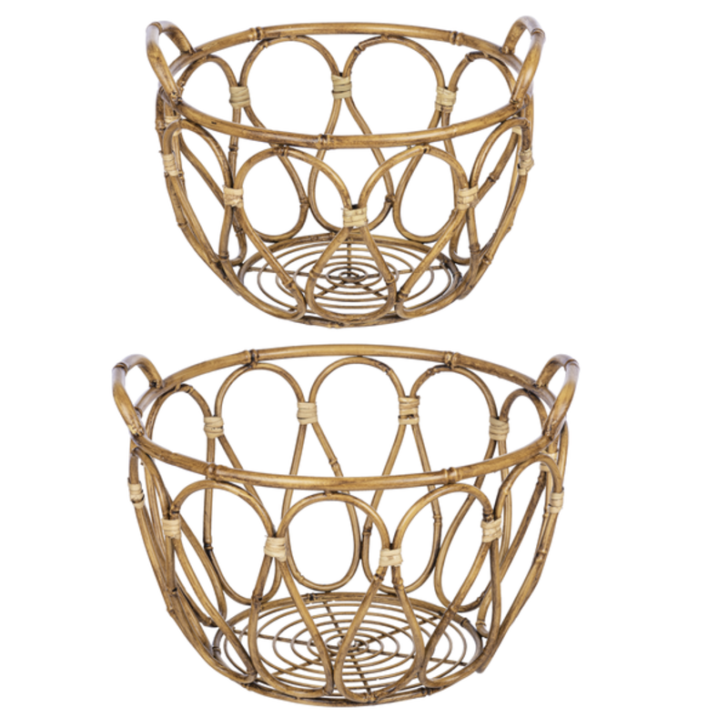 MH Basket - Faux Bamboo - Round - Multiple Sizes