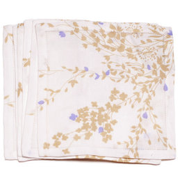 D. Porthault Cocktail Napkins - S/6 - Jete de Fleurs - Taupe