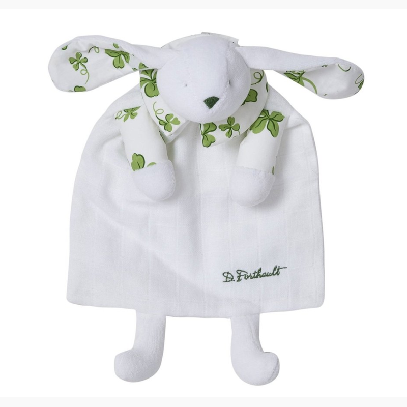 D. Porthault Doudou Bunny/Blanket - Trefles Green