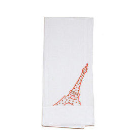 D. Porthault Guest Towel - Eiffel Tower - Coral