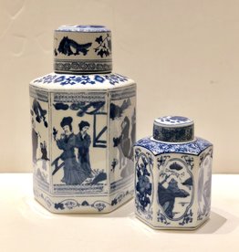 MH Jar - Hexagon Tea Jar - Canton Blue & White Collection  - 6-1/2"