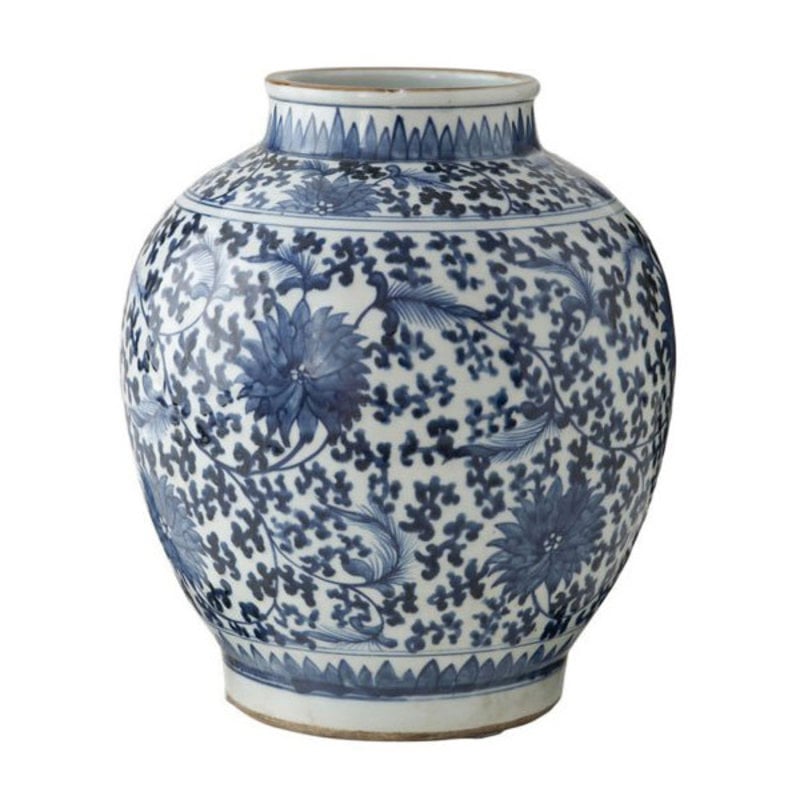 MH Ginger Jar Vase - Blue & White - Lotus Pot