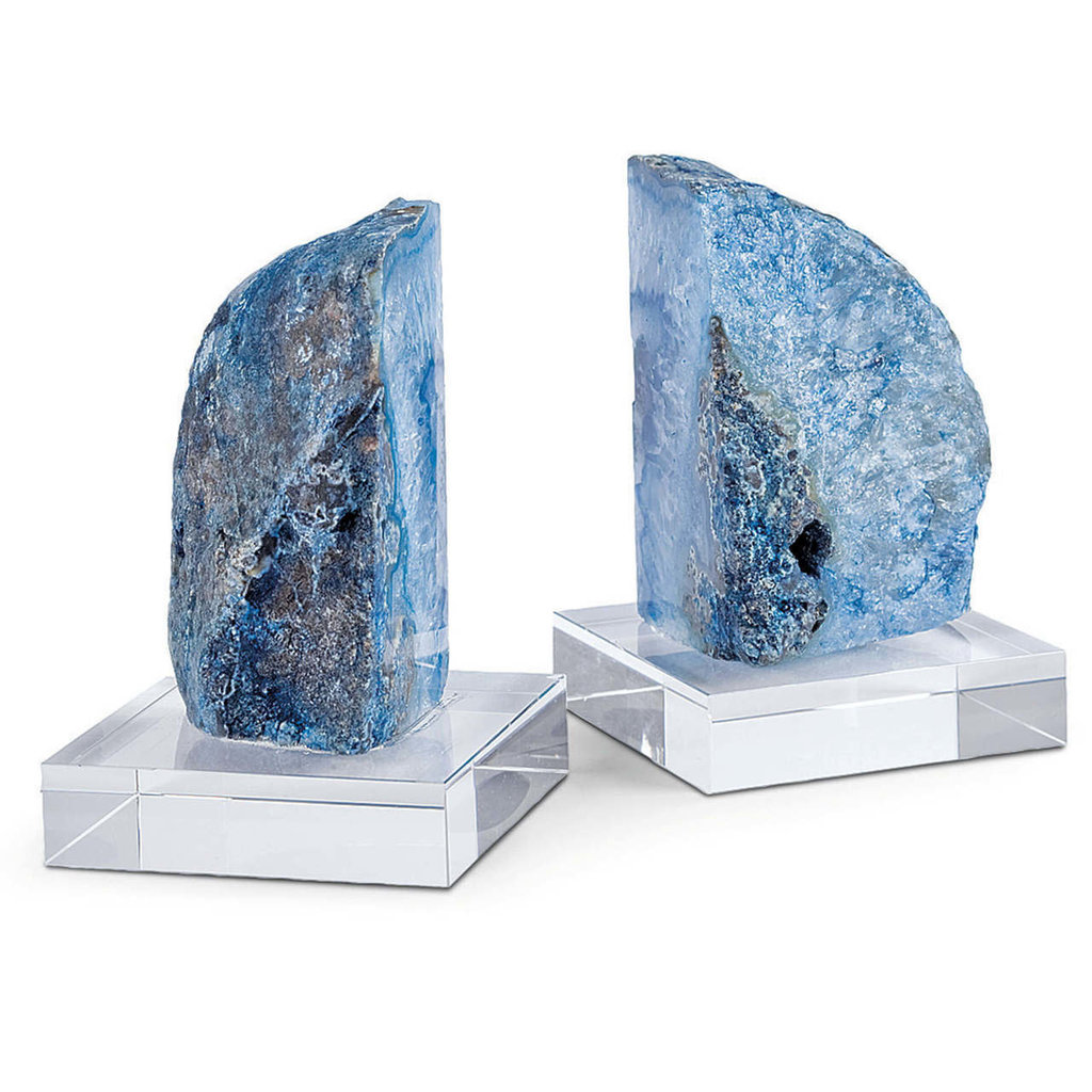 MH Bookends - Teal Geode on Crystal