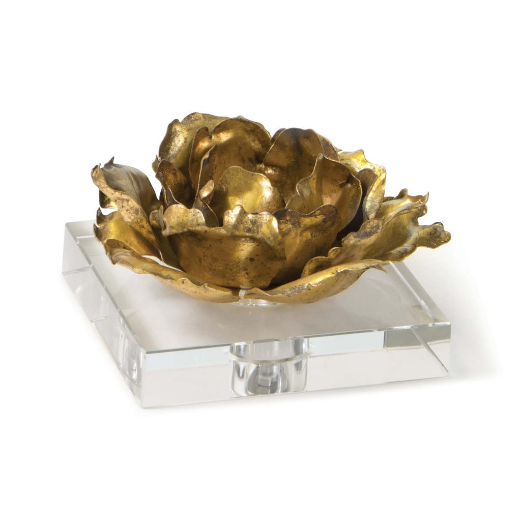 MH Object - Adeline Bloom Accent/Candle Holder on Crystal - Gold - 5Hx6Hx6W