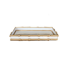 MH Tray - White w/Gold Bamboo - Small - 12" x 6"