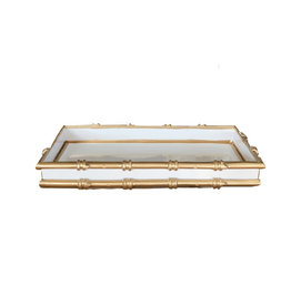 MH Tray - White w/Gold Bamboo - Small - 12" x 6"