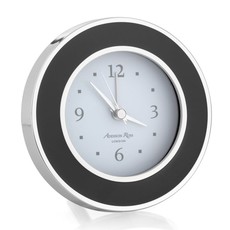 MH Alarm Clock - Round - Enamel & Silver -  Black