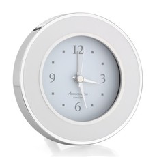 MH Alarm Clock - Round - Enamel & Silver -  White