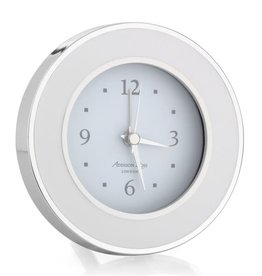 MH Alarm Clock - Round - Enamel & Silver -  White