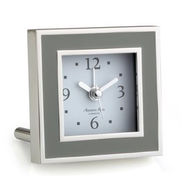 MH Alarm Clock - Square - Enamel & Silver -  Taupe