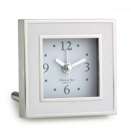 MH Alarm Clock - Square - Enamel & Silver -  White