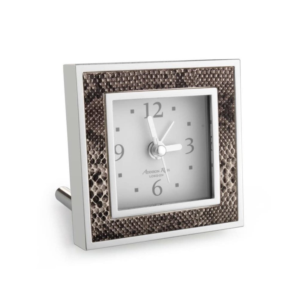 MH Alarm Clock - Square - Natural Snake & Silver