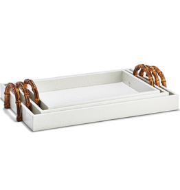 MH Tray - White Faux Croc w/Bamboo Handles -