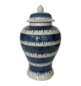 MH Jar - Temple Jar w/Lid - Blue & White Drip - 18H x 10.5W