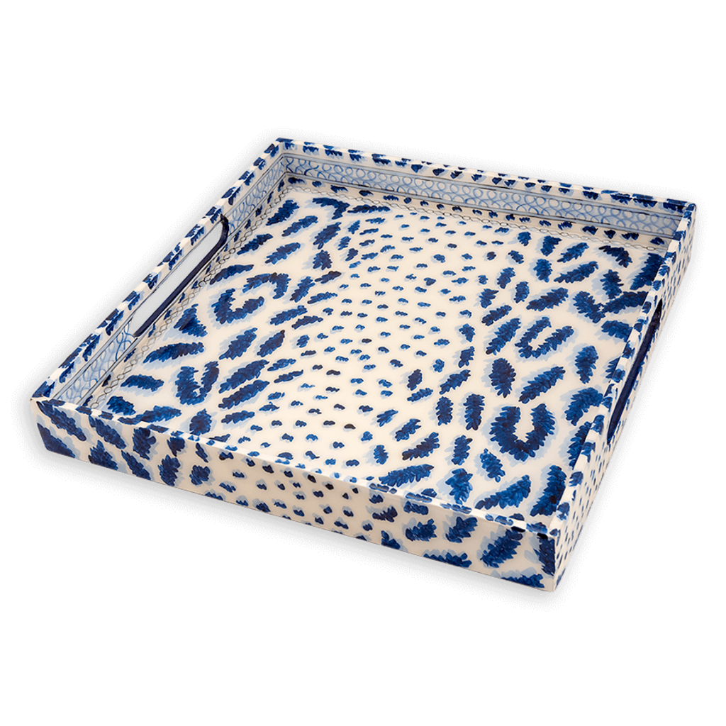 MH Tray - Lacquer - Cheetah - 15x15 -  Blue