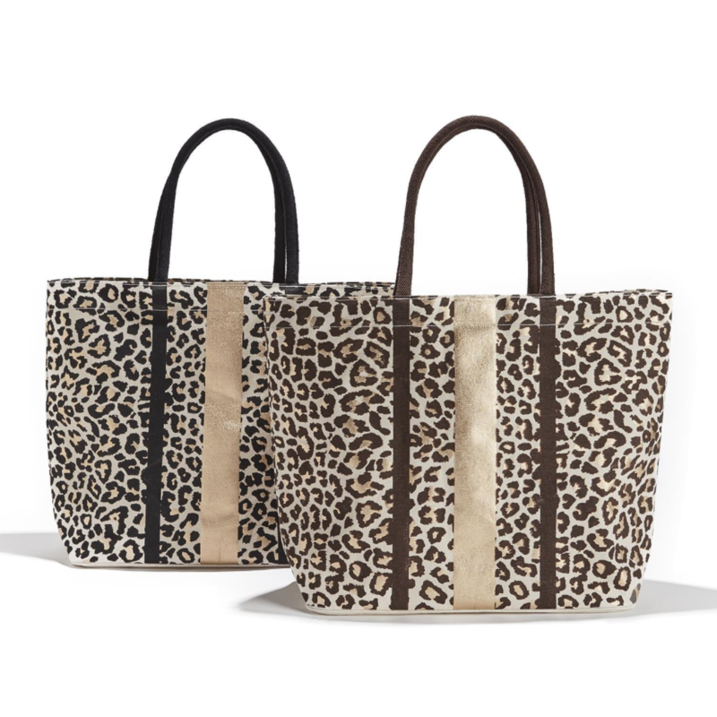 MH Tote - Canvas Gold Foil Leopard Print -