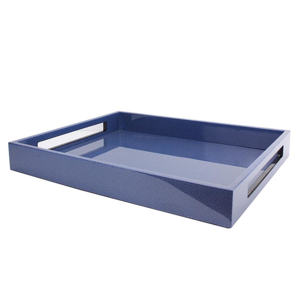 MH Tray - Lacquered -  Blue Shagreen - 16" x 14"
