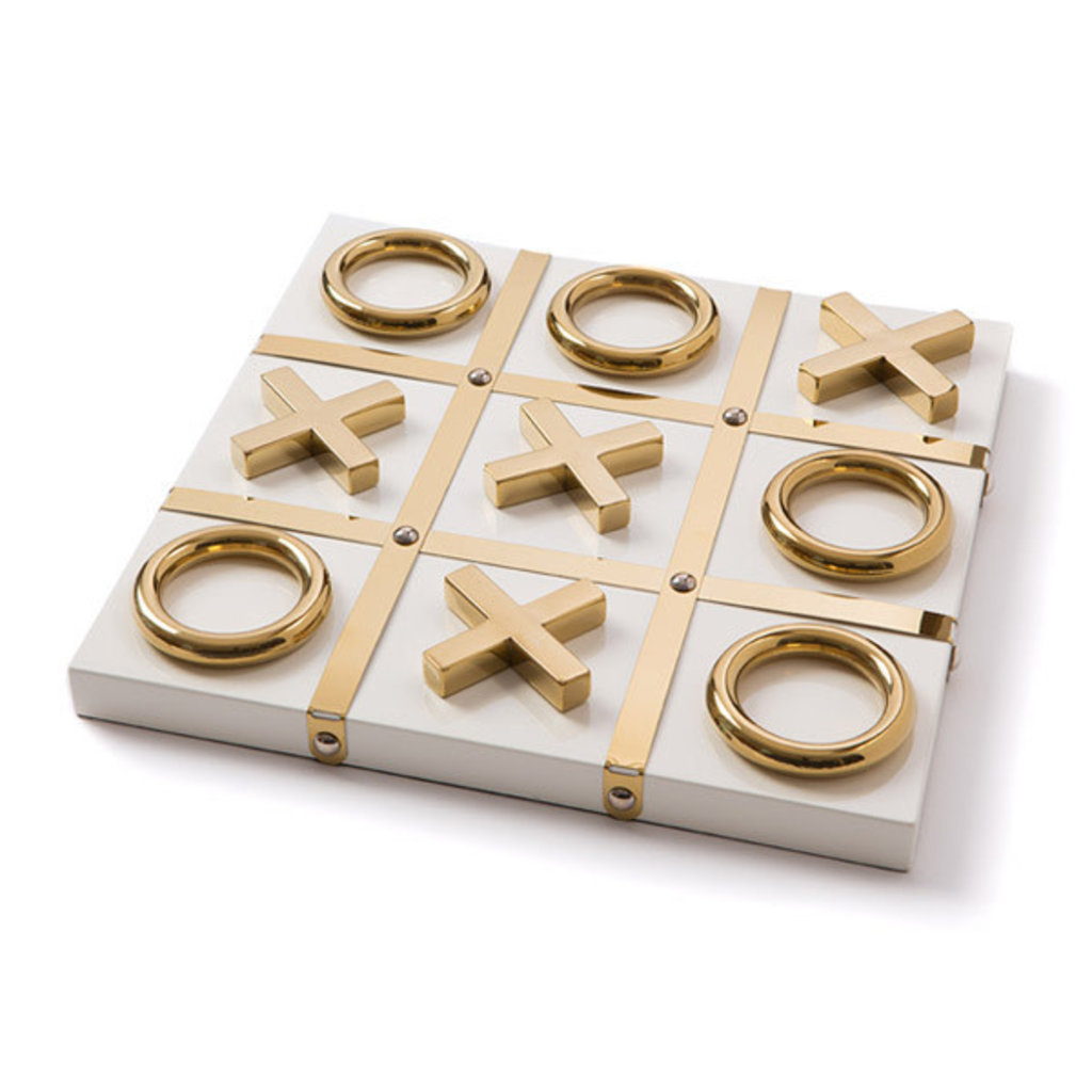MH Tic Tac Toe - Lacquered Wood  - White & Gold