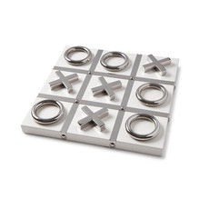 MH Tic Tac Toe - Lacquered Wood - White & Silver