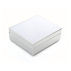 MH Box - Trinket - Lacquered - 4" Sq - White & Silver