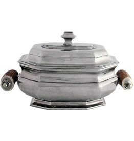 MH Tureen - Lidded Pewter with Shed Horn Handles