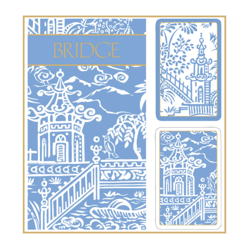 MH Bridge Set - 2 Decks & 2 Score Pads -  Blue Pagoda