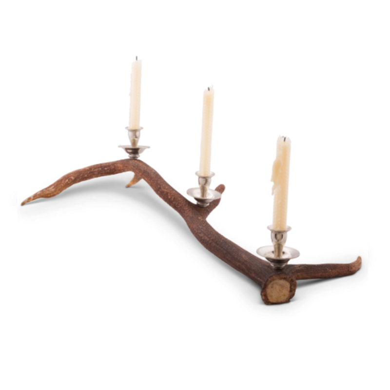 MH Candlestick - Resting Elk Antler - 3 Light Candlestick