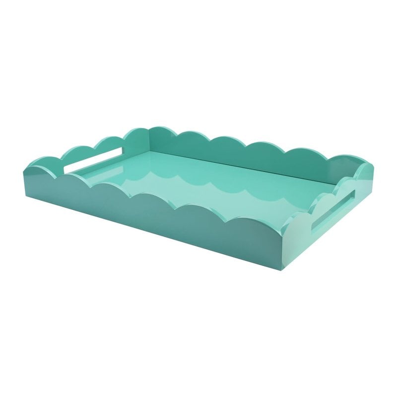 MH Tray - Scalloped Lacquered - Turquoise - 2 Sizes