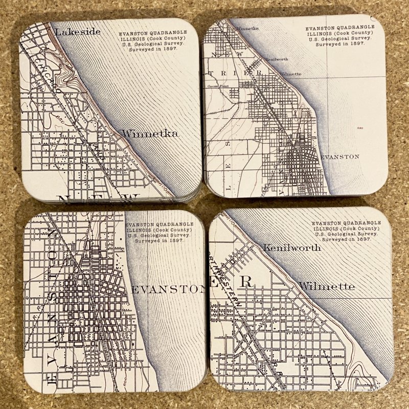 MH Coasters - North Shore Maps - Set of 4