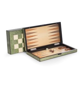 MH Backgammon & Chess Set  - Green Lacquered Wood Inlay