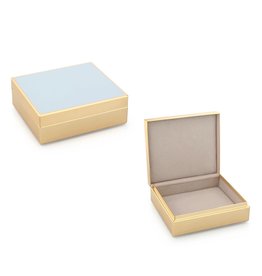 MH Box - Trinket - Lacquered - 4" Sq - Powder Blue & Gold