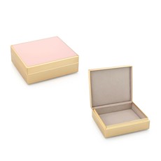 MH Box - Trinket - Lacquered - 4" Sq - Pale Pink & Gold