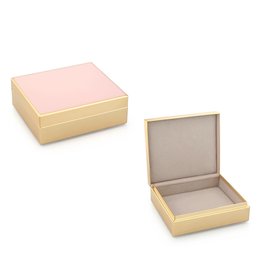 MH Box - Trinket - Lacquered - 4" Sq - Pale Pink & Gold