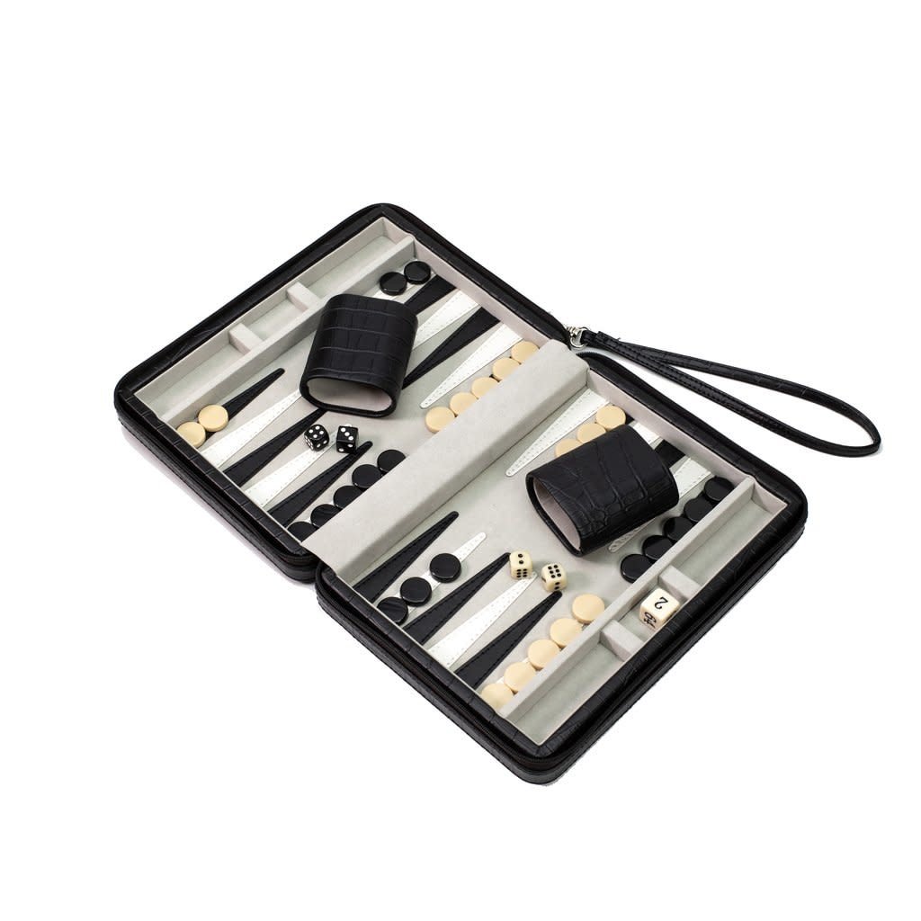 MH Backgammon - Travel Set -  Black Croc