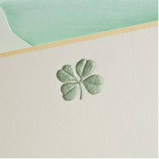 MH Boxed Notecards - 4-Leaf Clover - Metallic Green