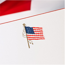 MH Boxed Notecards - American Flag on White w/Red Border