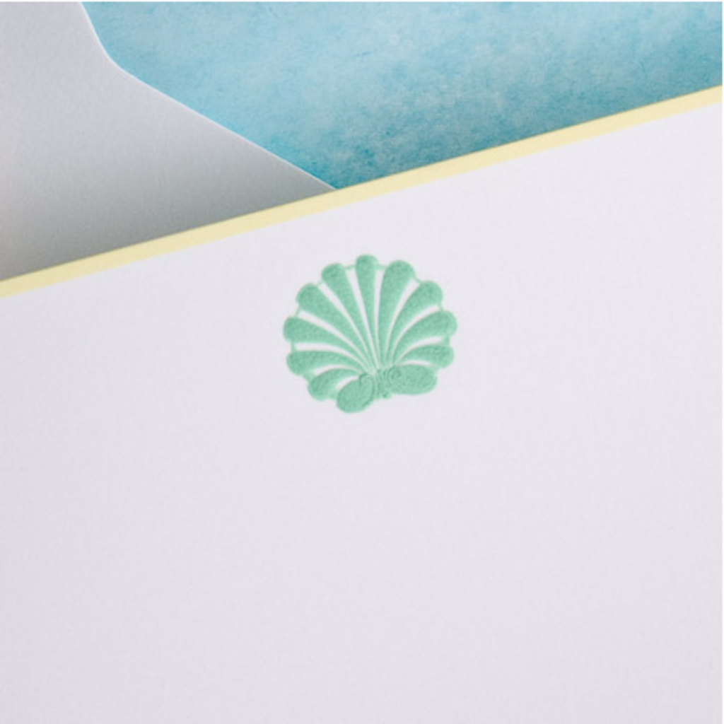 MH Boxed Notecards - Scallop - Seafoam Green on Bright White