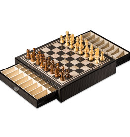 MH Chess Set - Carbon Fiber & MOP w/Drawers