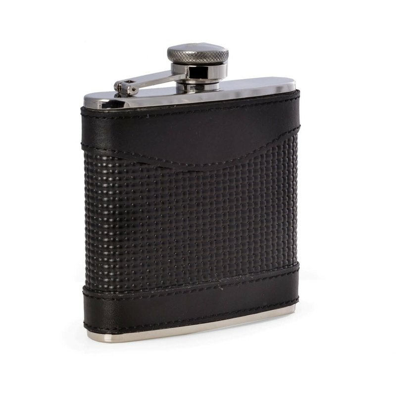 MH Flask - Black Woven Leather - Stainless - 5 oz.